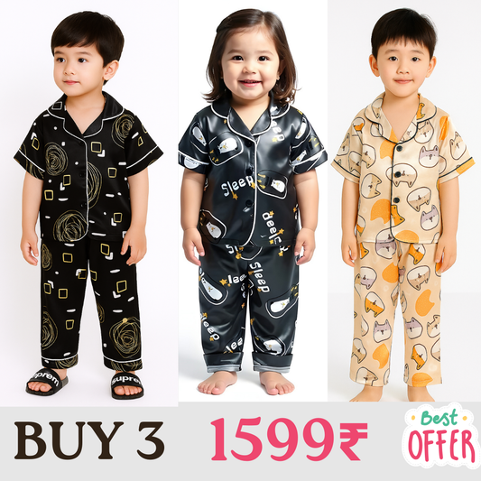3 NIGHT SUITS COMBO FOR BOYS AND GIRLS (PRINTED DESIGN ALL)