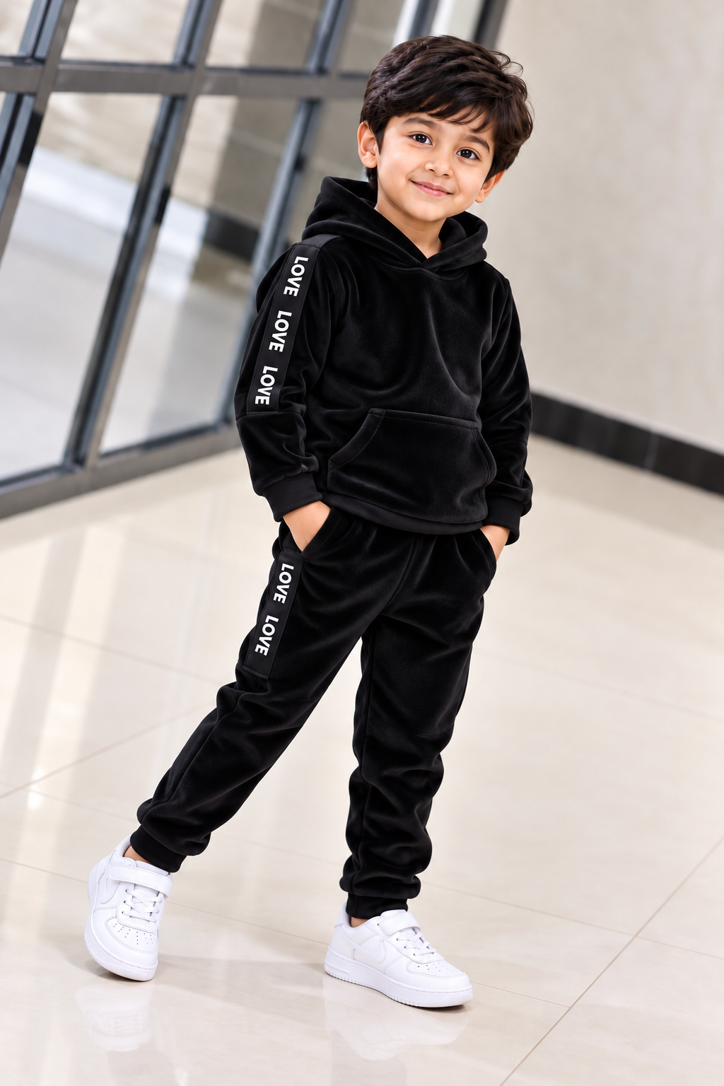Kids Imported Winter Dress for Boys & Girls(Black love Velvet)