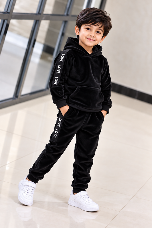 Kids Imported Winter Dress for Boys & Girls(Black love Velvet)