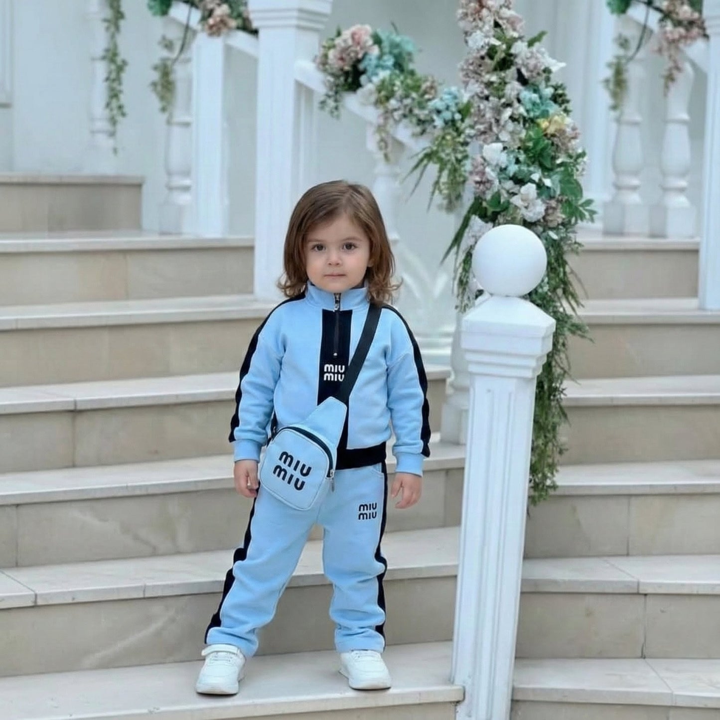 Girls Imported MIU MIU Winter Dress (SKY BLUE) BAG INCLUDED