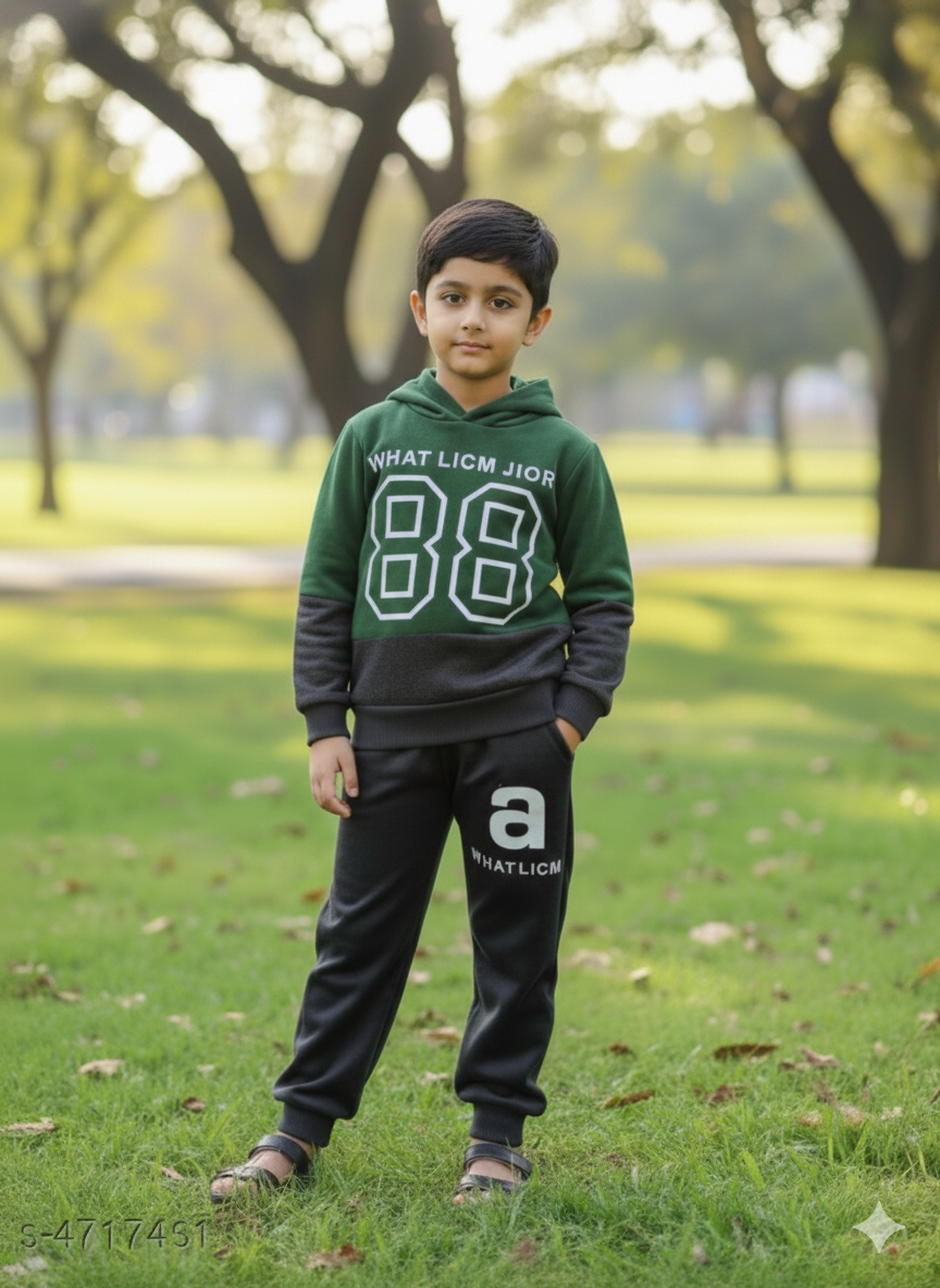 Kids Imported Velvet Winter Dress for Boys & Girls (Green Black)