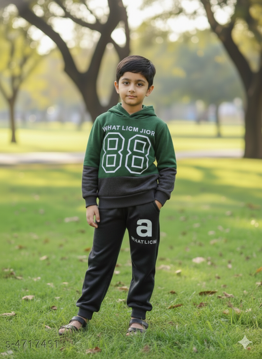 Kids Imported Velvet Winter Dress for Boys & Girls (Green Black)