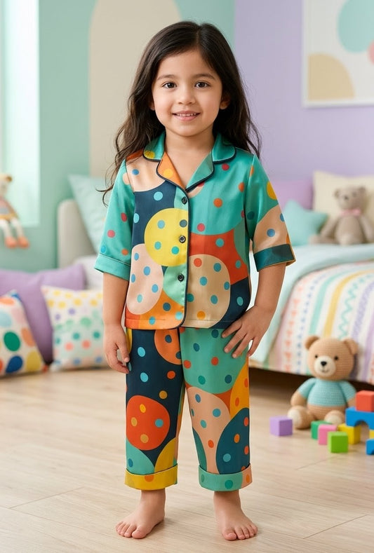 Printed  Satin Co-ord Set for Boys and Girls