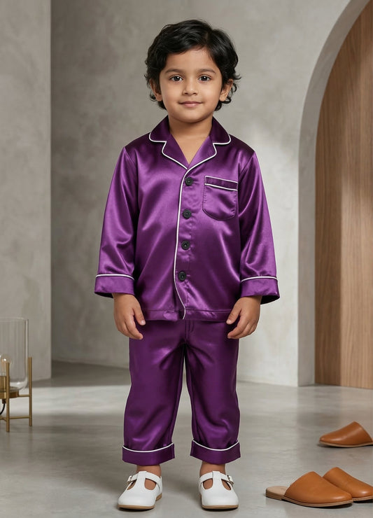 Purple Satin Co-ord Set for Boys and Girls