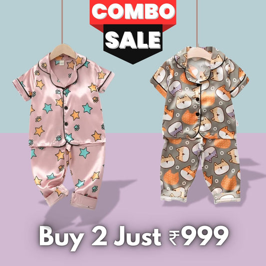 2 NIGHT SUITS COMBO FOR BOYS AND GIRLS (Printed Multi)