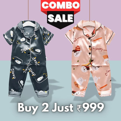 2 NIGHT SUITS COMBO FOR BOYS AND GIRLS (Multi Peach)