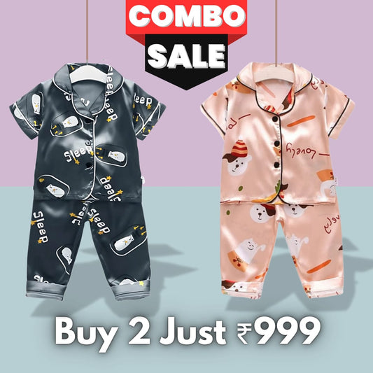 2 NIGHT SUITS COMBO FOR BOYS AND GIRLS (Multi Peach)