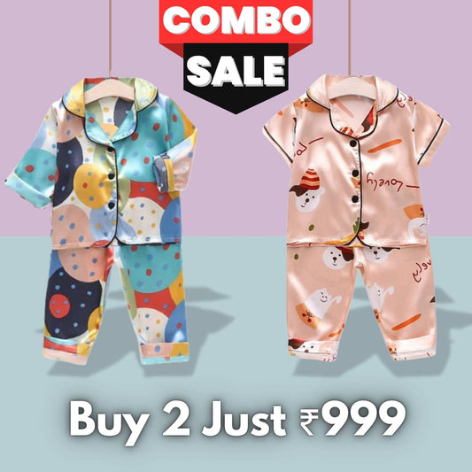 2 NIGHT SUITS COMBO FOR BOYS AND GIRLS (Peach Multi)