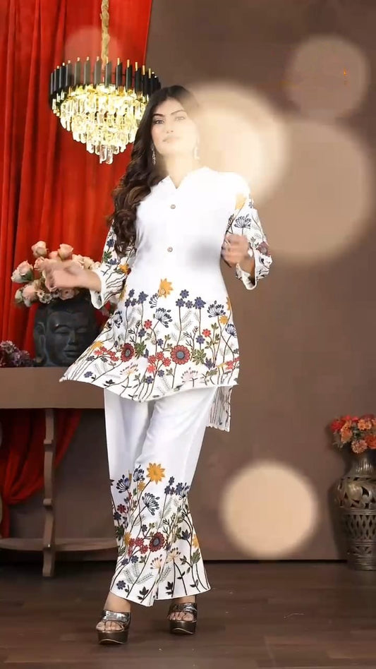 Floral Bliss Kurti & Palazzo Co-Ord set Printed