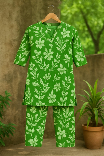 GREEN LEAF FLOWER STYLE DRESS
