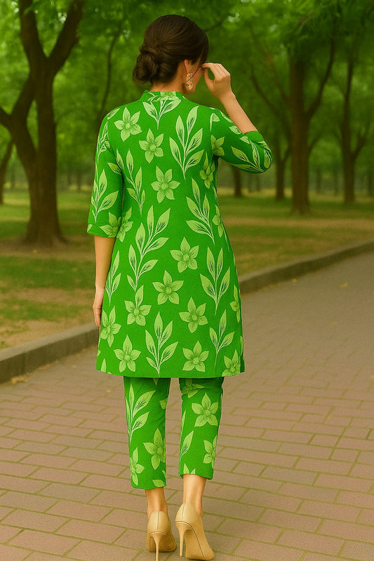 GREEN LEAF FLOWER STYLE DRESS