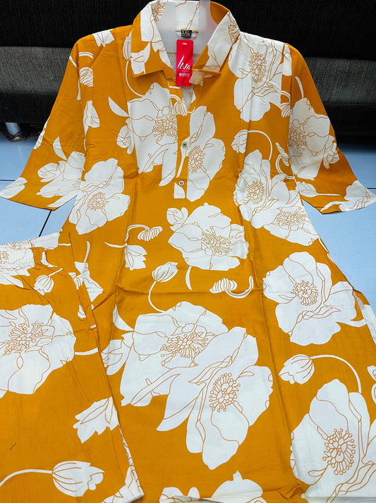 BEAUTIFUL ORANGE BIG FLORAL DRESS