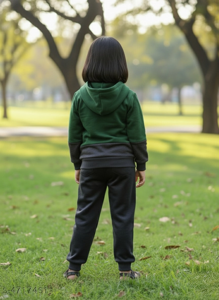 Kids Imported Velvet Winter Dress for Boys & Girls (Green Black)