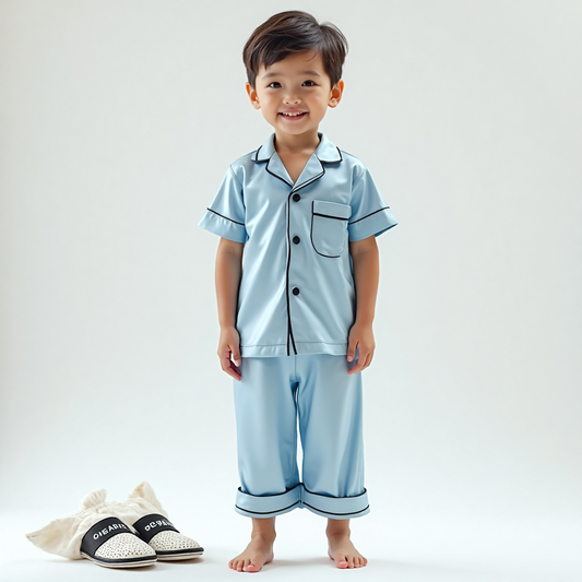 Sky Blue Satin Co-ord Set for Boys and Girls