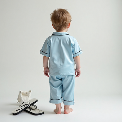 Sky Blue Satin Co-ord Set for Boys and Girls