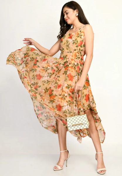 Sunset Petals Layered Midi