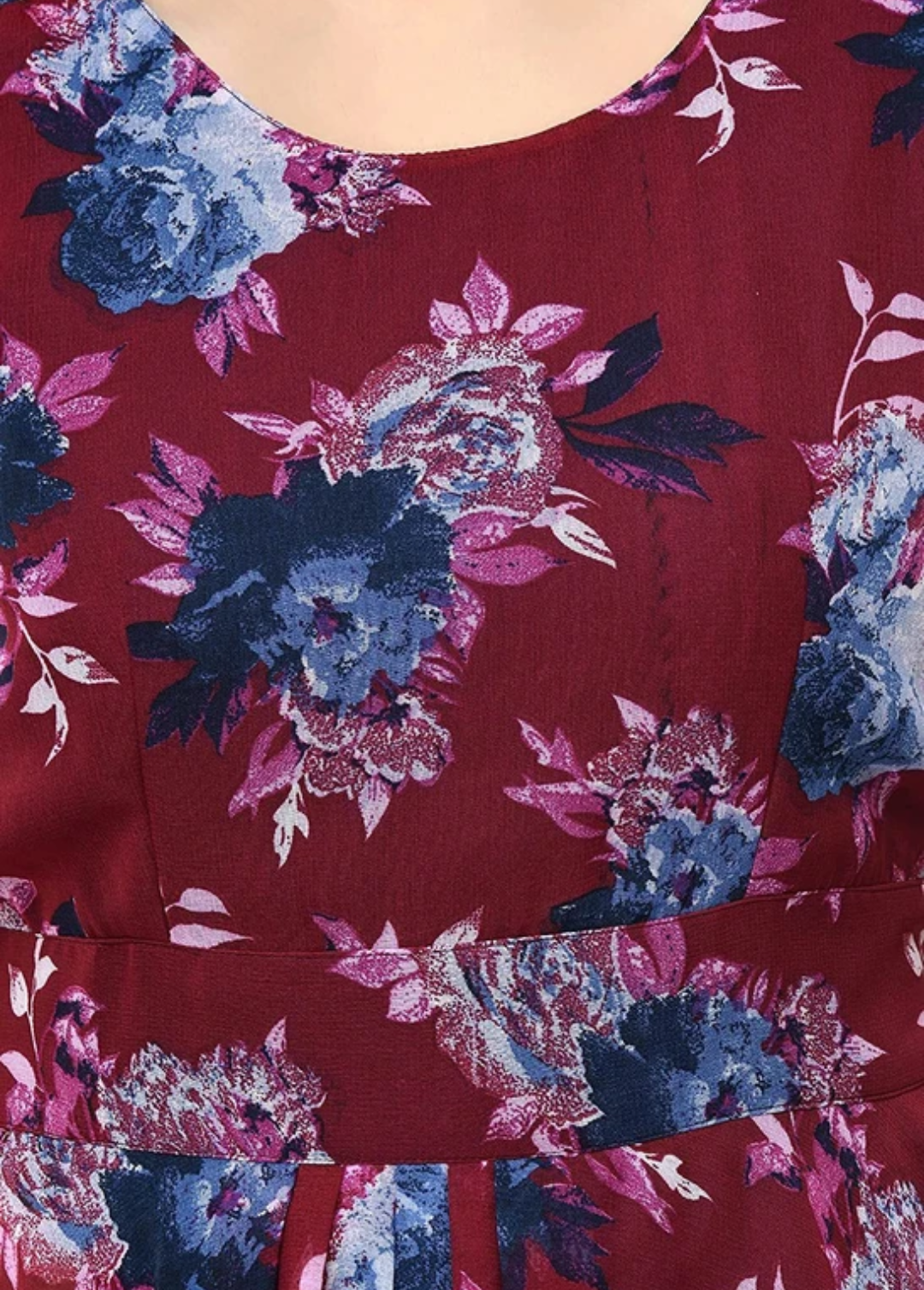 Maroon Magic Floral Cascade Dress