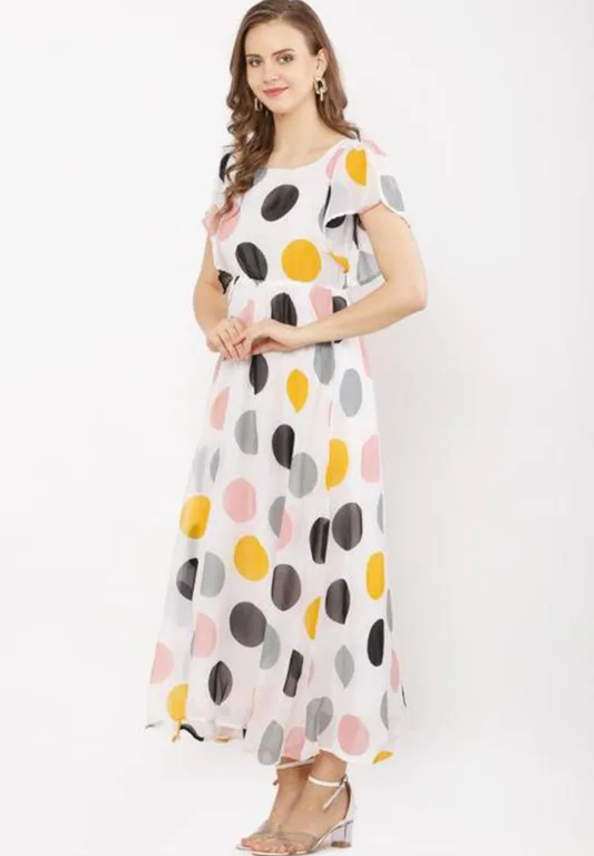 White Doted Women dress