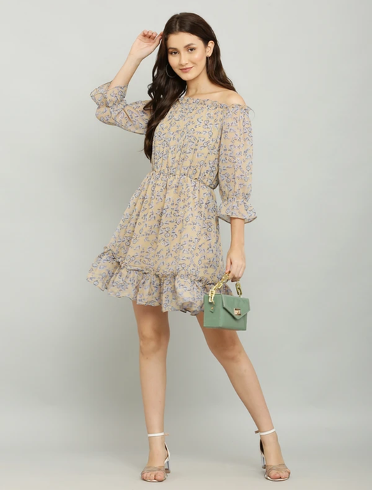 Sunset Brown  Layered Shorts Dress