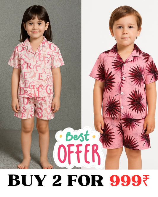 COMBO OF 2 KIDS SHORTS DRESS (PRINTED)