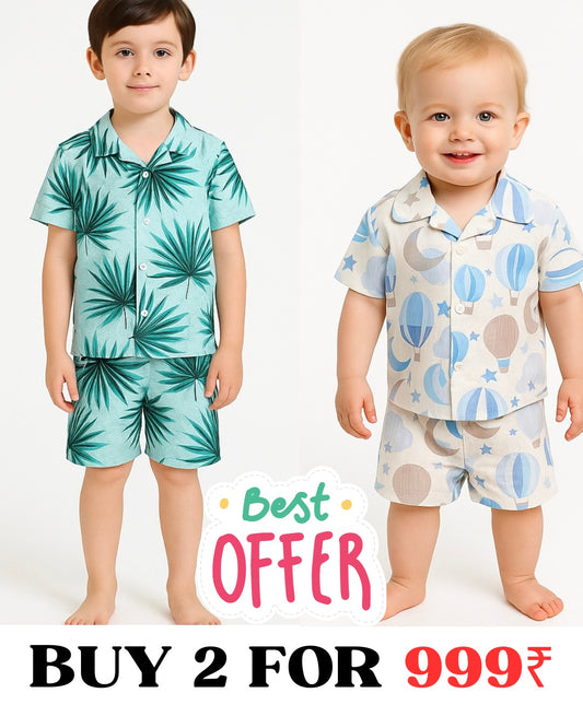 COMBO OF 2 KIDS SHORTS DRESS (PRINTED)