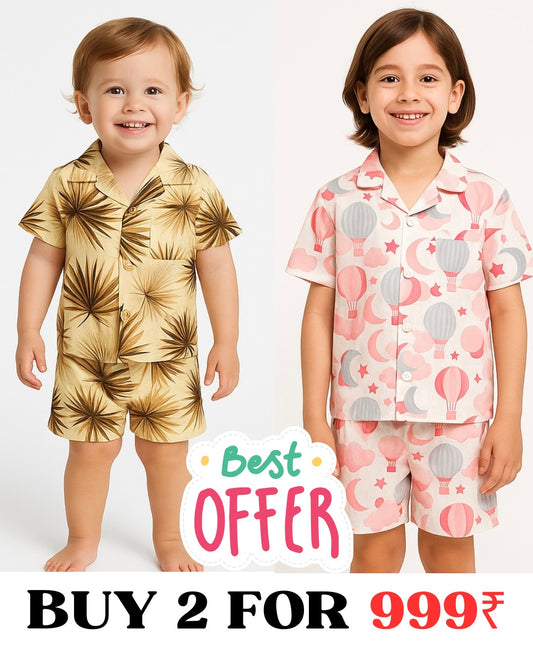 COMBO OF 2 KIDS SHORTS DRESS (PRINTED)
