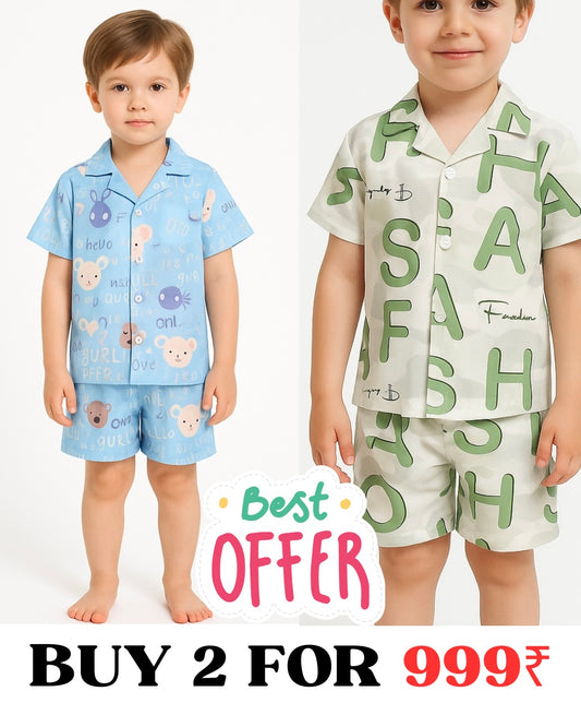 COMBO OF 2 KIDS SHORTS DRESS (PRINTED)