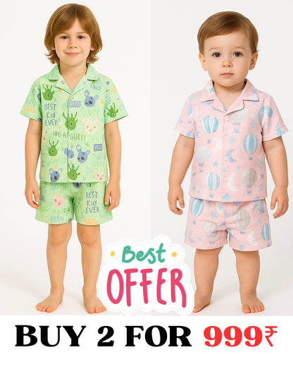 COMBO OF 2 KIDS SHORTS DRESS (PRINTED)