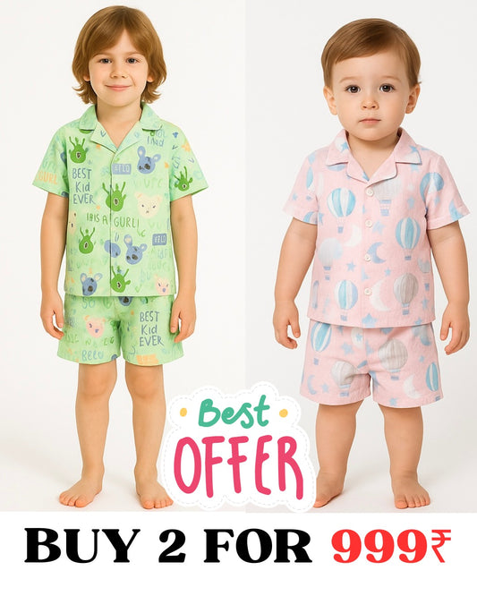 COMBO OF 2 KIDS SHORTS DRESS (PRINTED)