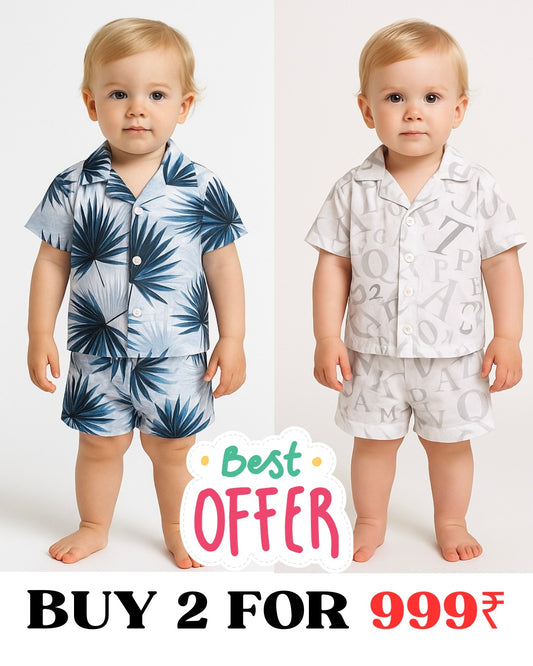 COMBO OF 2 KIDS SHORTS DRESS (PRINTED)
