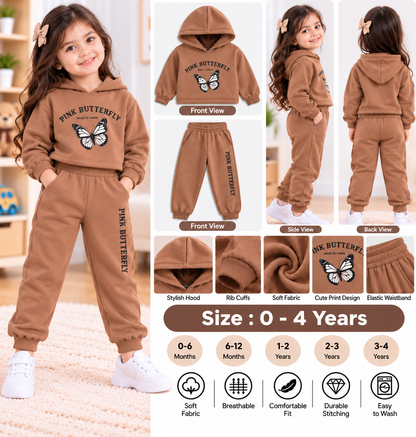 Kids Imported Winter Dress for Boys & Girls(PINK BROWN BUTTERFY)