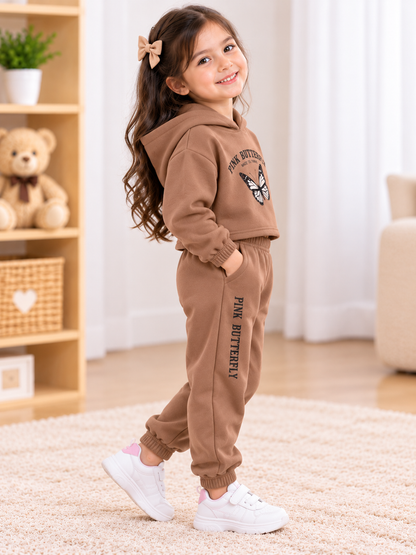 Kids Imported Winter Dress for Boys & Girls(PINK BROWN BUTTERFY)