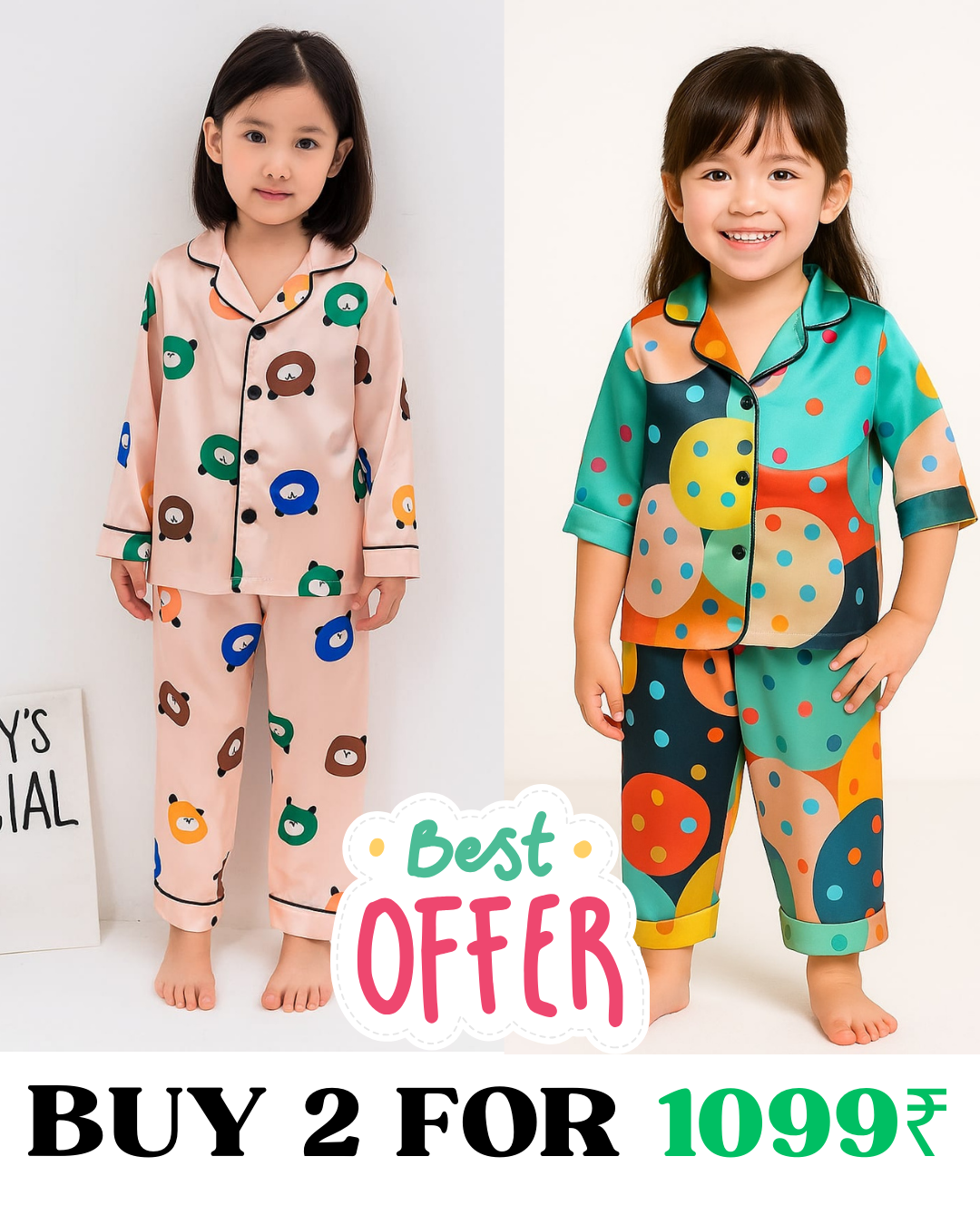 2 NIGHT SUITS COMBO FOR BOYS AND GIRLS (Printed Design)