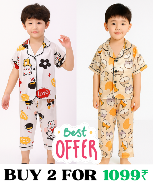 2 NIGHT SUITS COMBO FOR BOYS AND GIRLS (Printed Design)