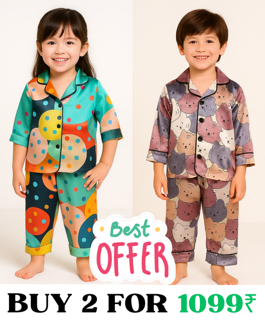 2 NIGHT SUITS COMBO FOR BOYS AND GIRLS (Printed Design)