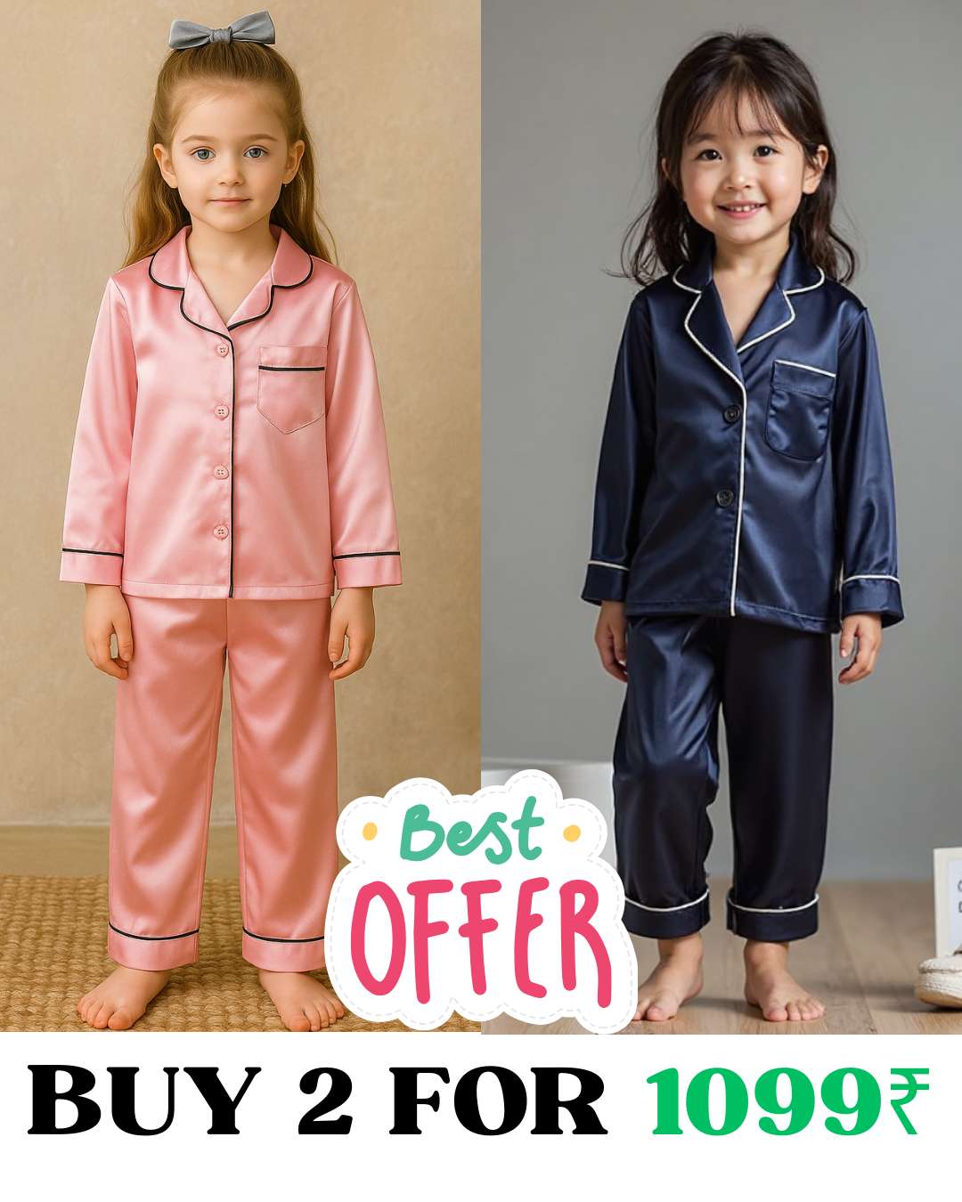 2 NIGHT SUITS COMBO FOR BOYS AND GIRLS (Printed Design)