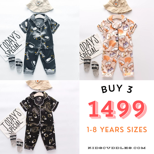 3 NIGHT SUITS COMBO FOR BOYS AND GIRLS (PRINTED DESIGN ALL)