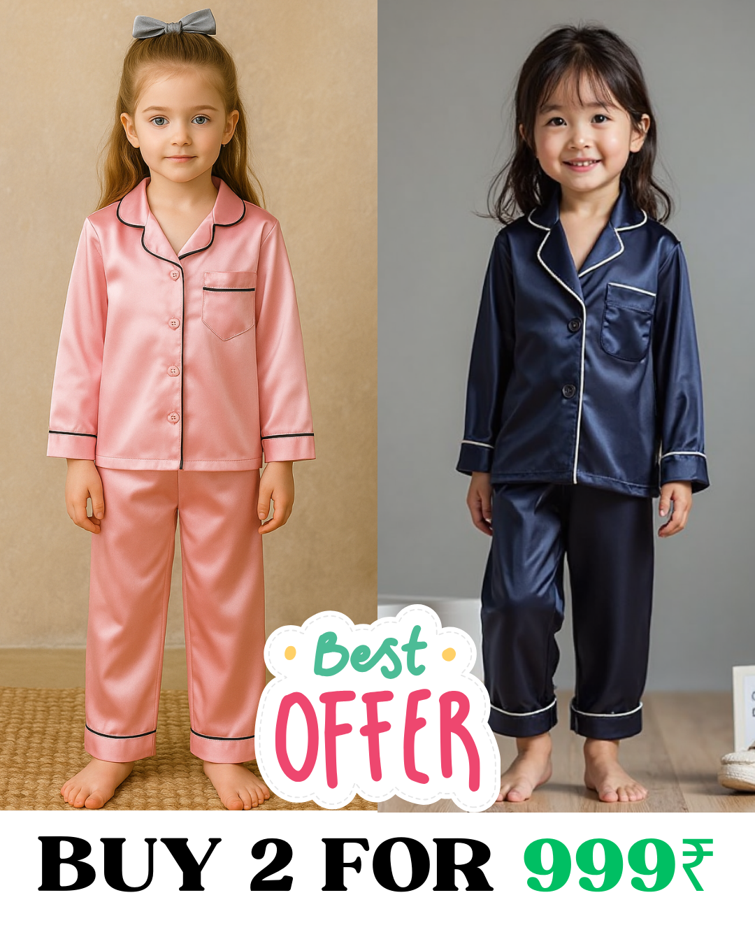 2 NIGHT SUITS COMBO FOR BOYS AND GIRLS (Printed Design)