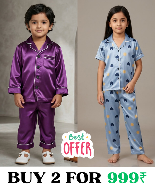 2 NIGHT SUITS COMBO FOR BOYS AND GIRLS (Printed Design)