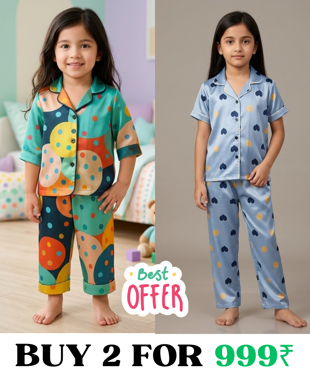 2 NIGHT SUITS COMBO FOR BOYS AND GIRLS (Printed Design)