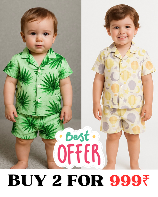 COMBO OF 2 KIDS SHORTS DRESS (PRINTED)