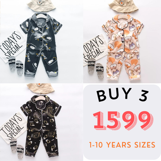 3 NIGHT SUITS COMBO FOR BOYS AND GIRLS (PRINTED DESIGN ALL)