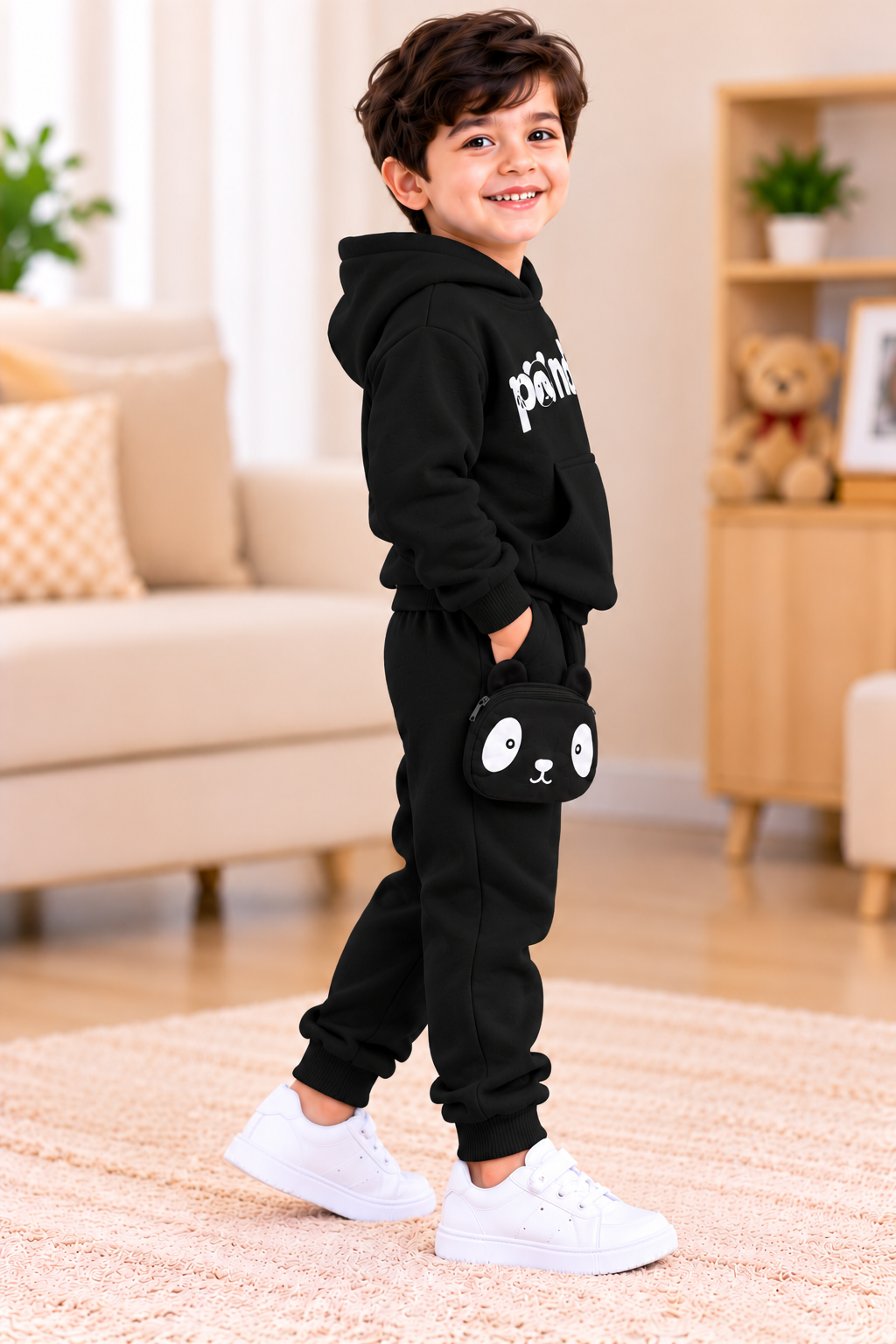 Kids Imported Winter Dress for Boys & Girls(Panda Black)