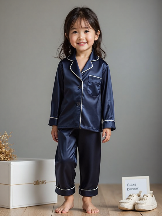 Blue Satin Co-ord Set for Boys and Girls