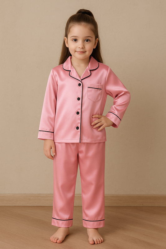 Soft Pink Satin Co-ord Set for Boys and Girls