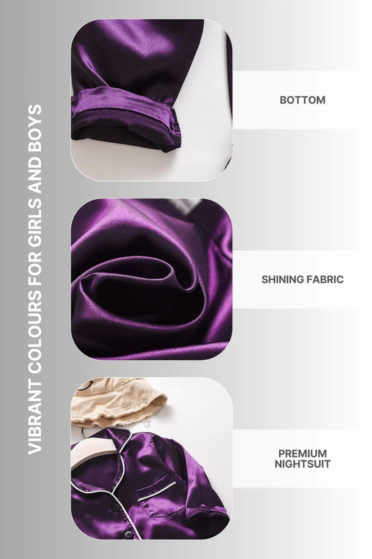 Purple Satin Co-ord Set for Boys and Girls